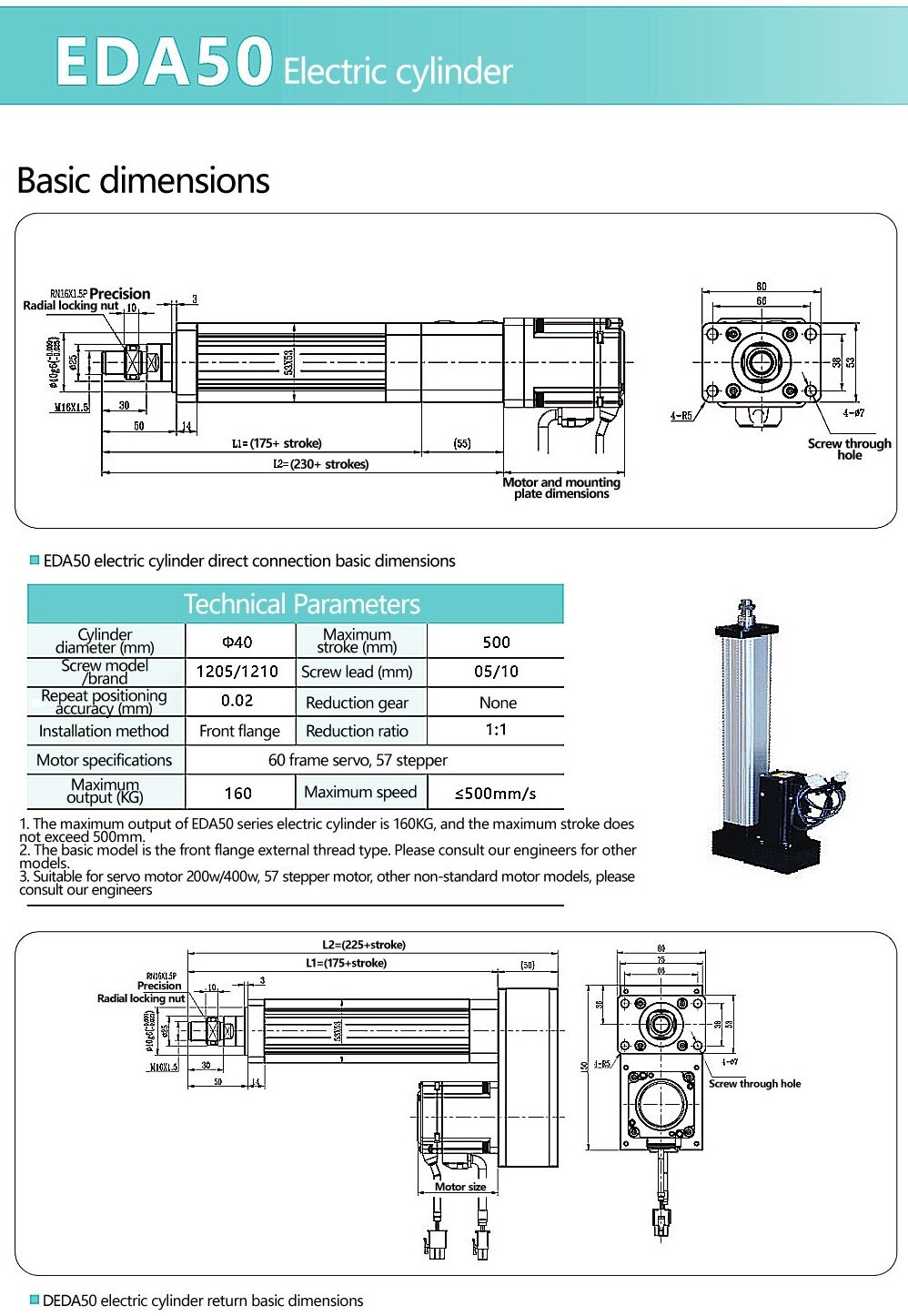 EDA50 Industrial electric cylinders